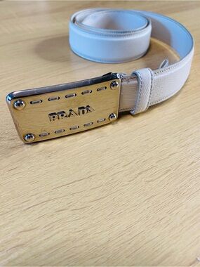 🛍️Prada Authentic White Saffiano Belt
